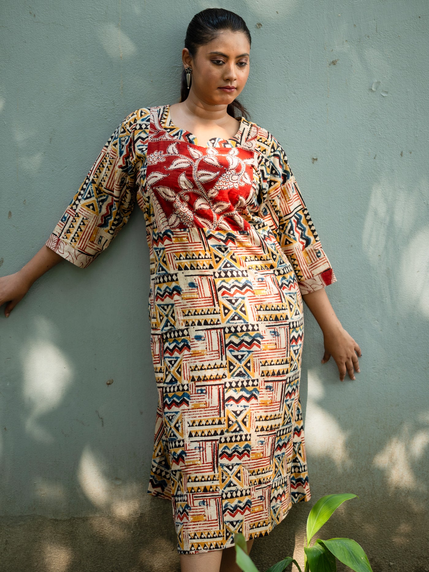 Kalamkari Designer Hand Block Cotton Dress - Uttariya