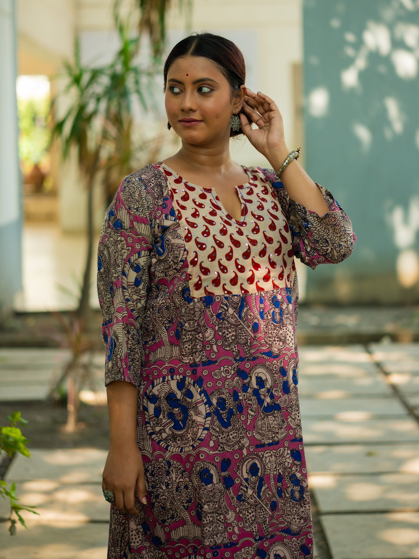 Rangrez Designer Kalamkari Cotton Kurta - Uttariya