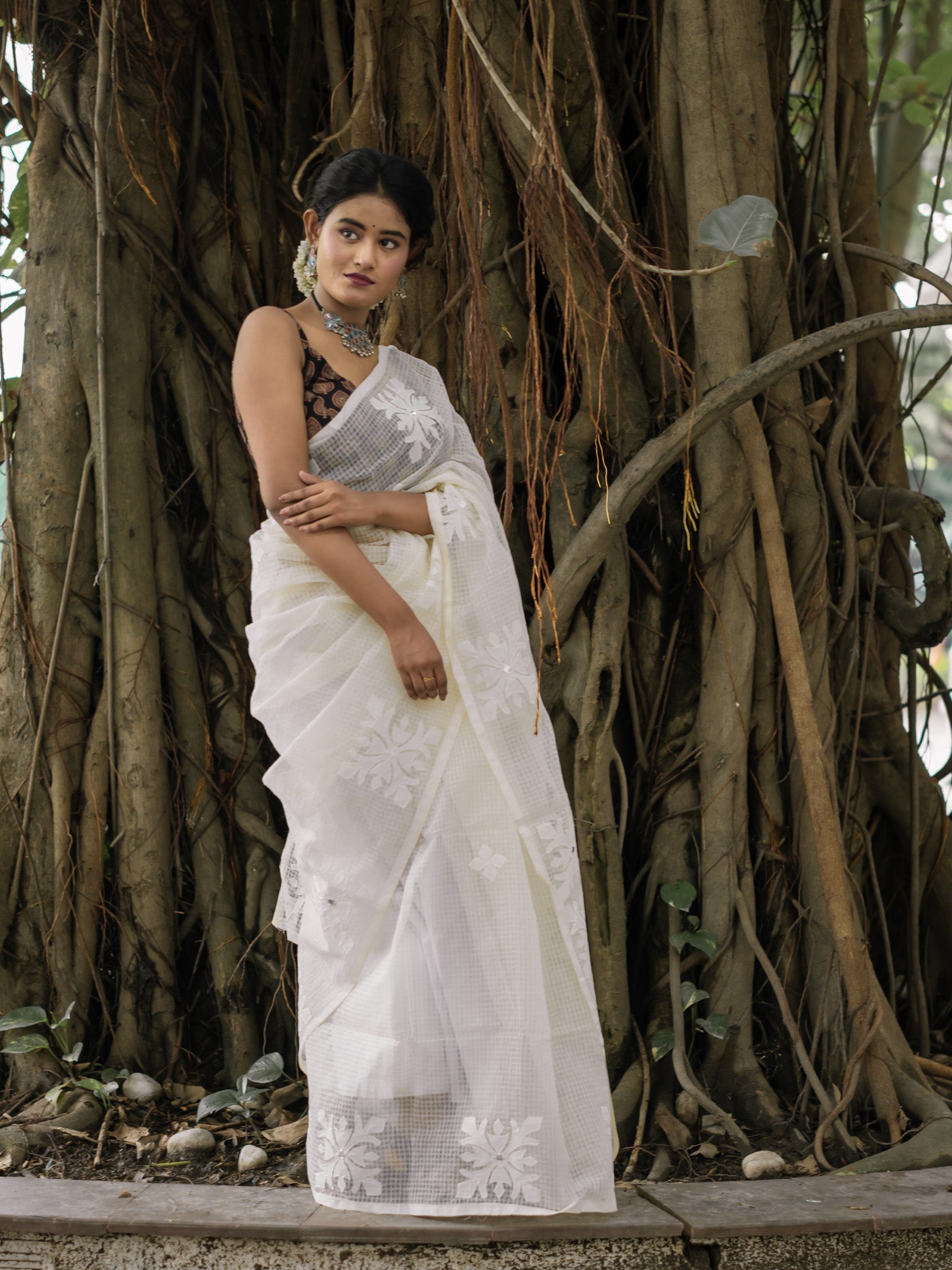 White Saga Saree