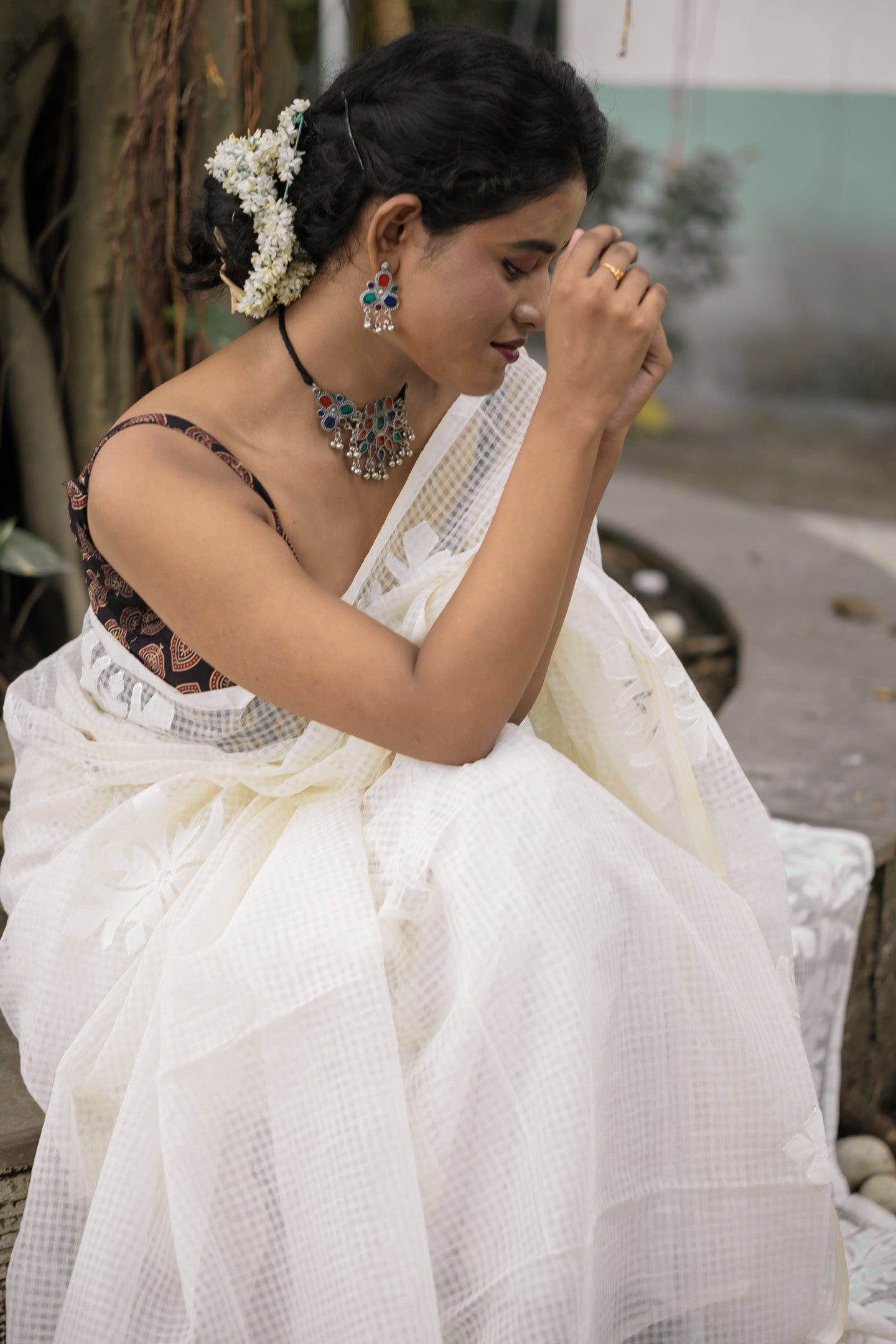 White Saga Saree
