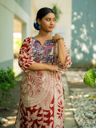 LalPedana Kalamkari Designer Cotton Kurta - Uttariya
