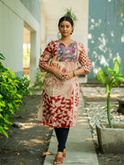 LalPedana Kalamkari Designer Cotton Kurta - Uttariya