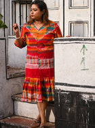 Brishti — Handwoven Ikat Cotton Dress - Uttariya