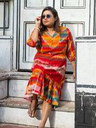Brishti — Handwoven Ikat Cotton Dress - Uttariya
