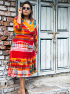 Brishti — Handwoven Ikat Cotton Dress - Uttariya