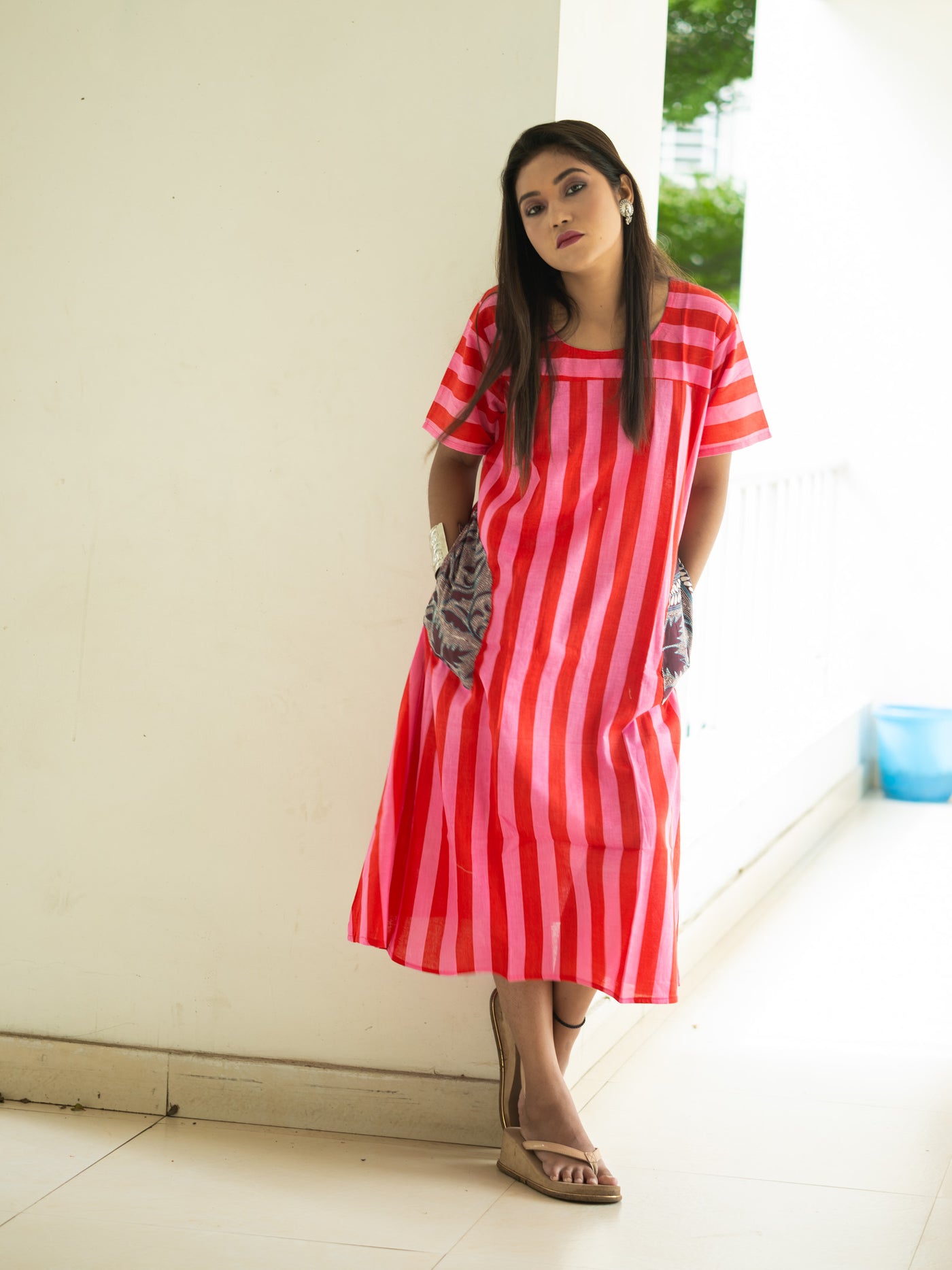 Pink Shock  Dress - Uttariya