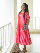 Pink Shock  Dress - Uttariya
