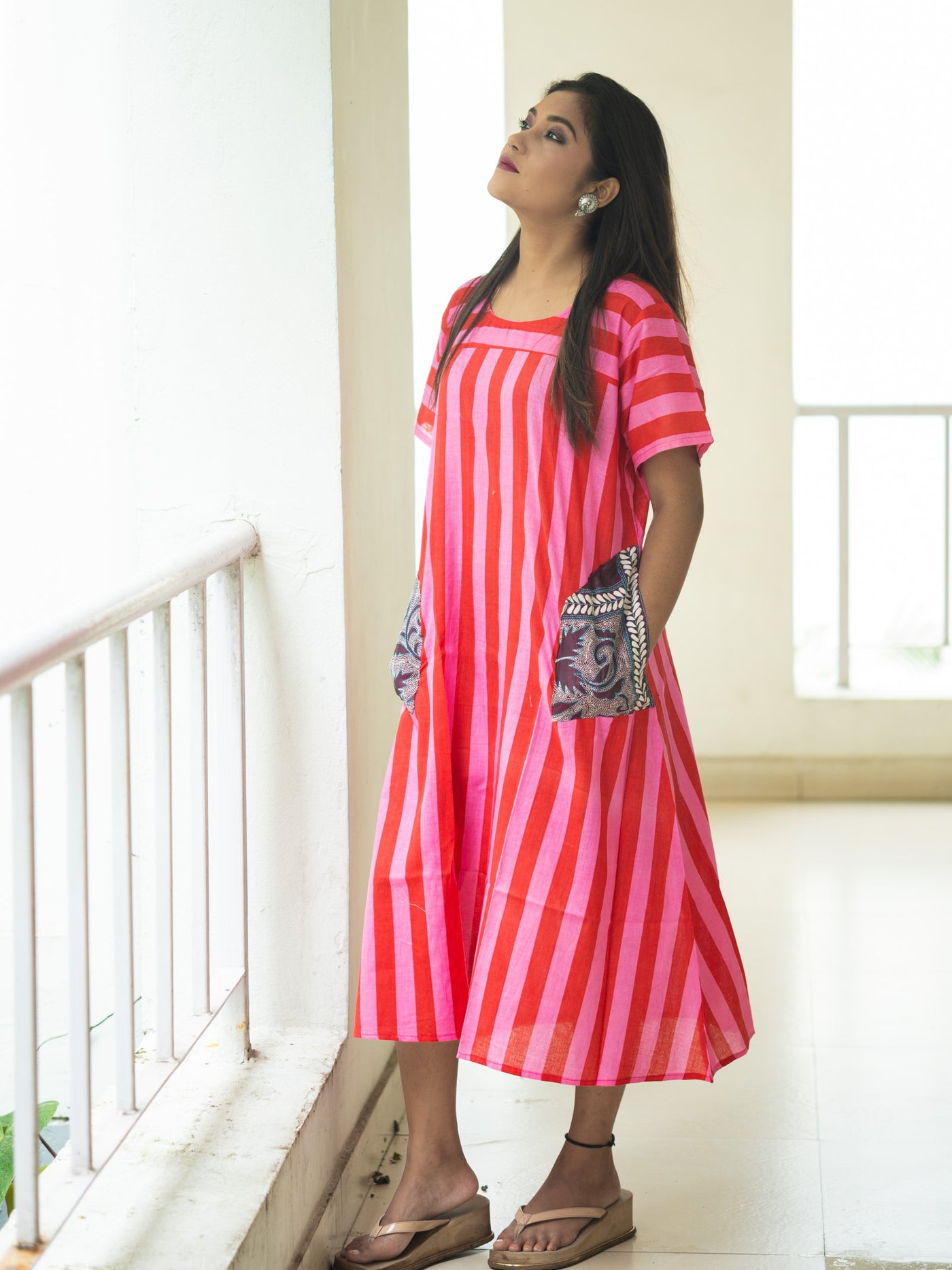 Pink Shock  Dress - Uttariya