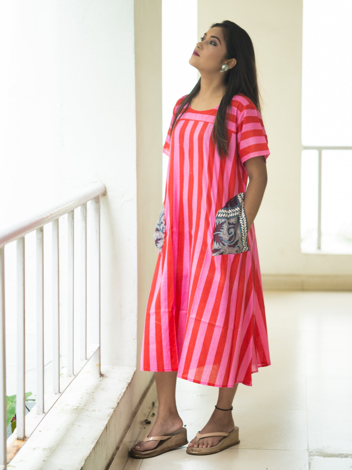 Pink Shock  Dress - Uttariya