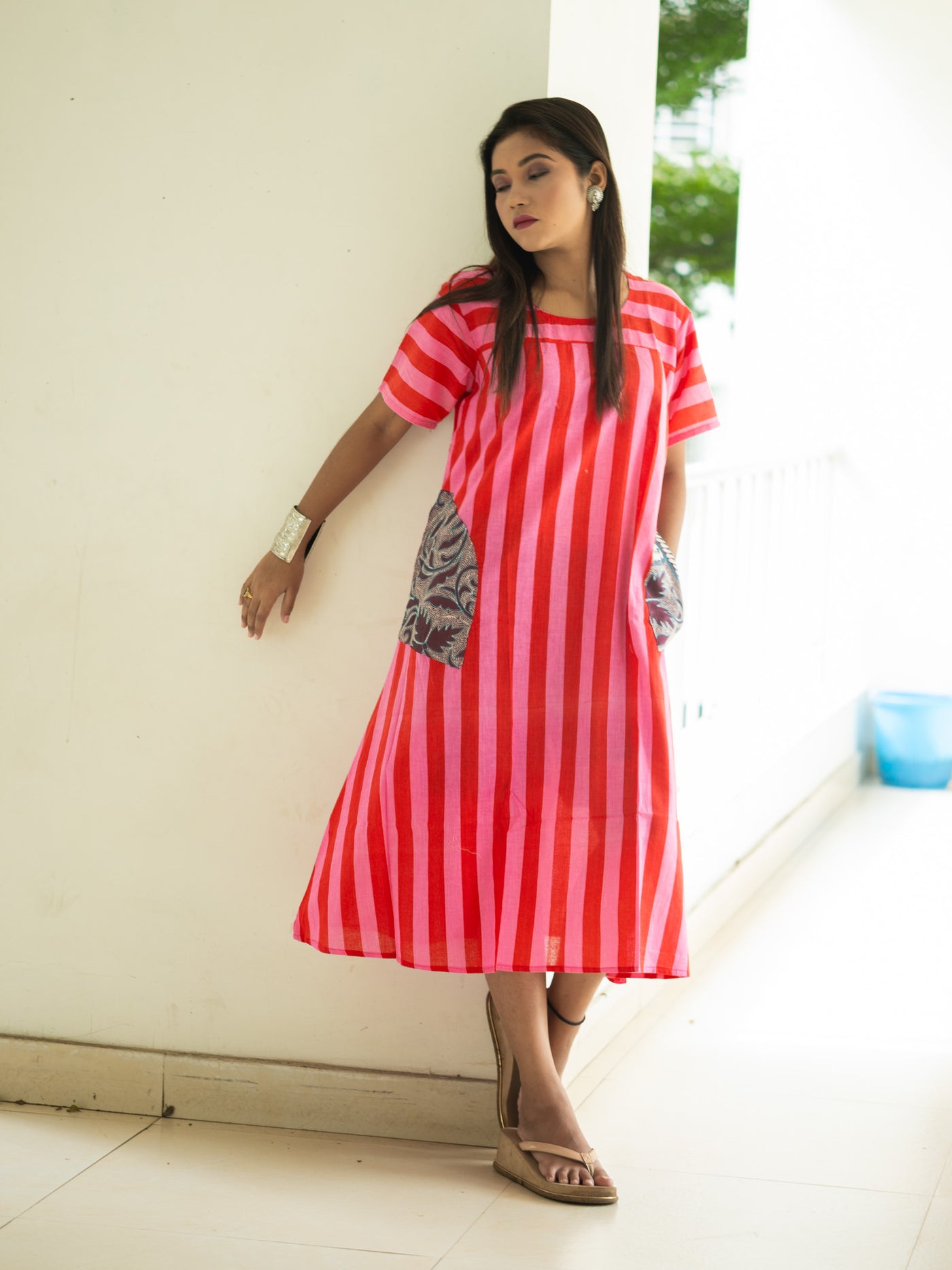 Pink Shock  Dress - Uttariya