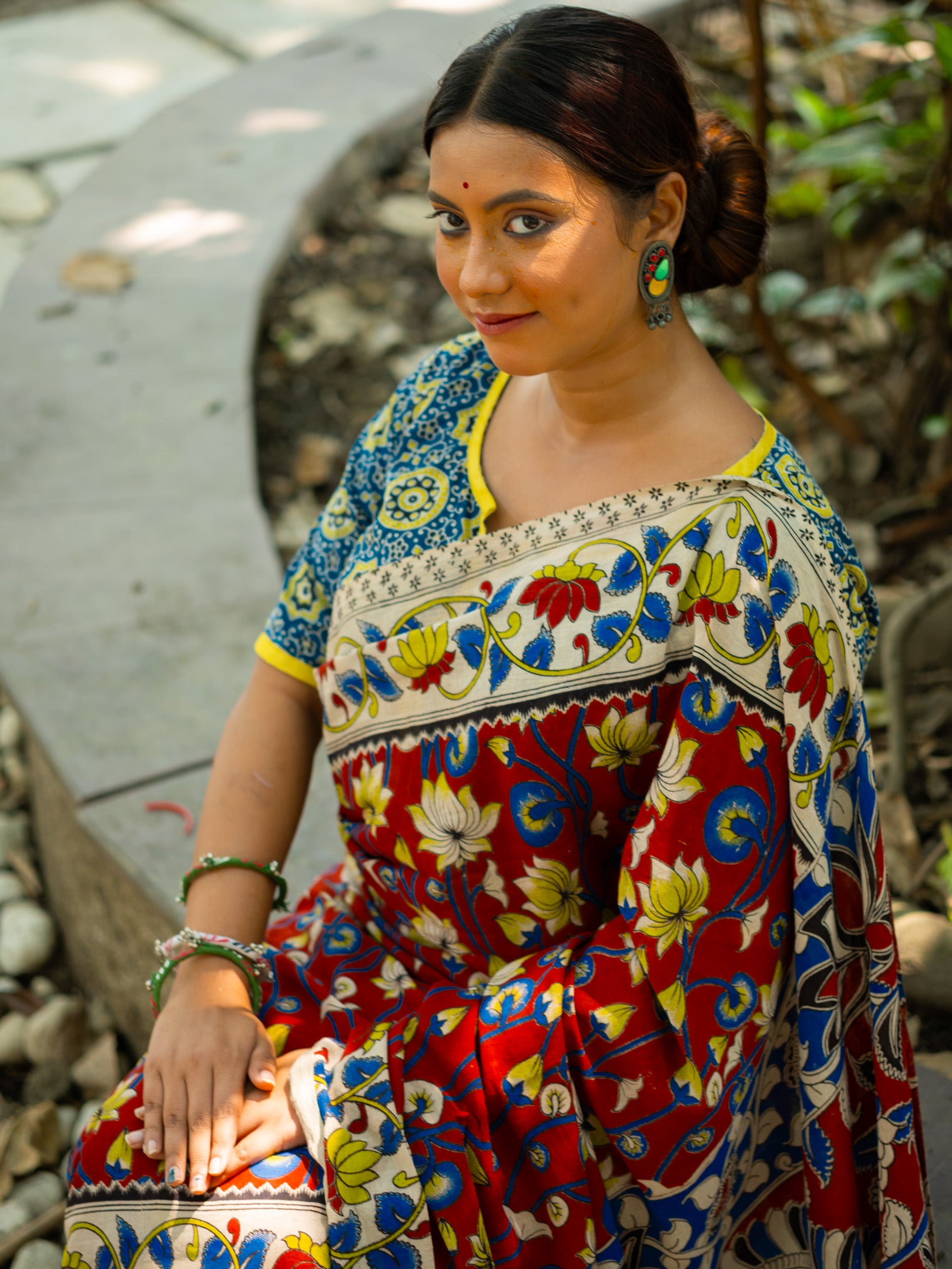 Marooniya Kalamkari Saree
