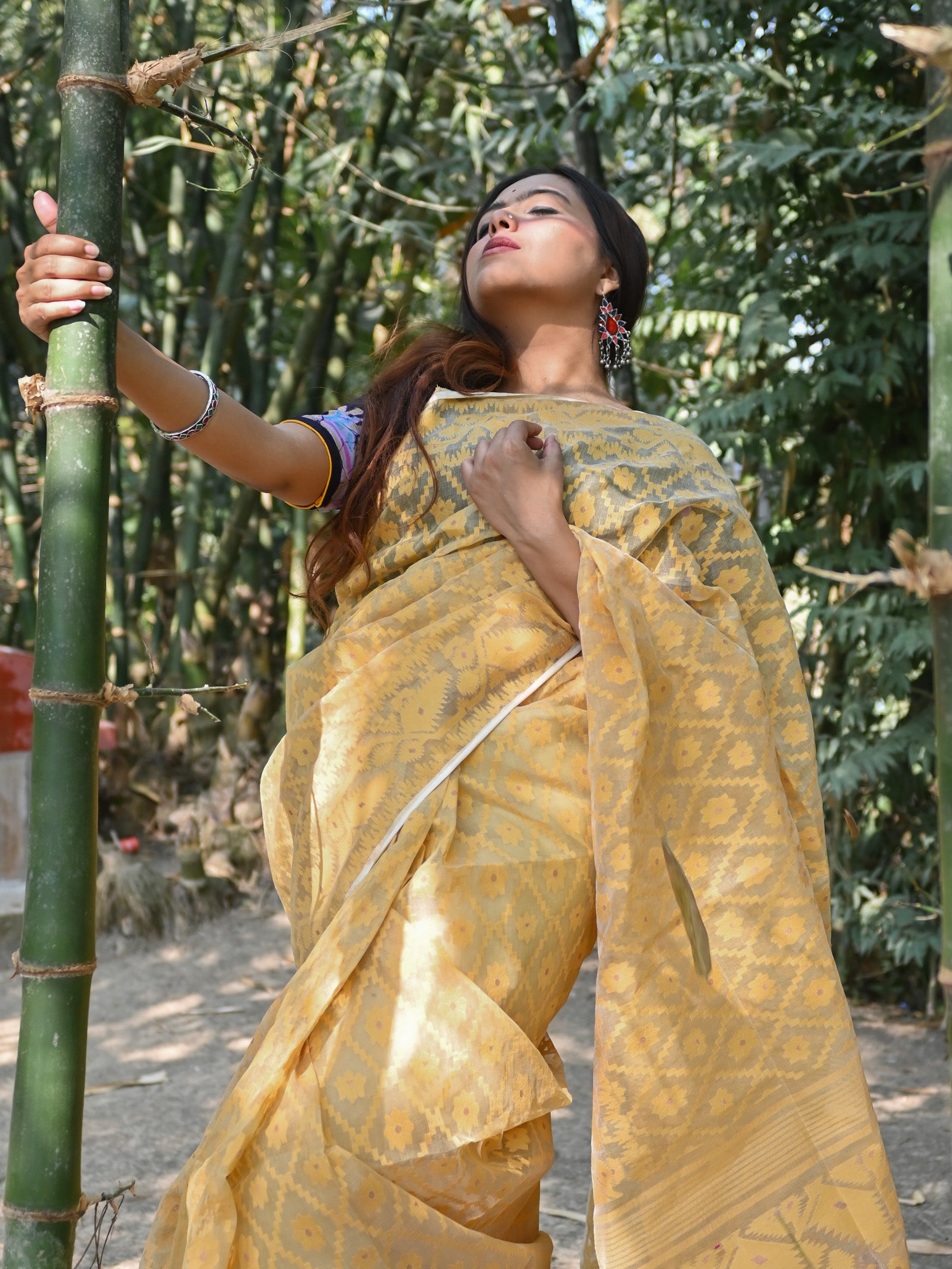 Beige Jamdani Saree
