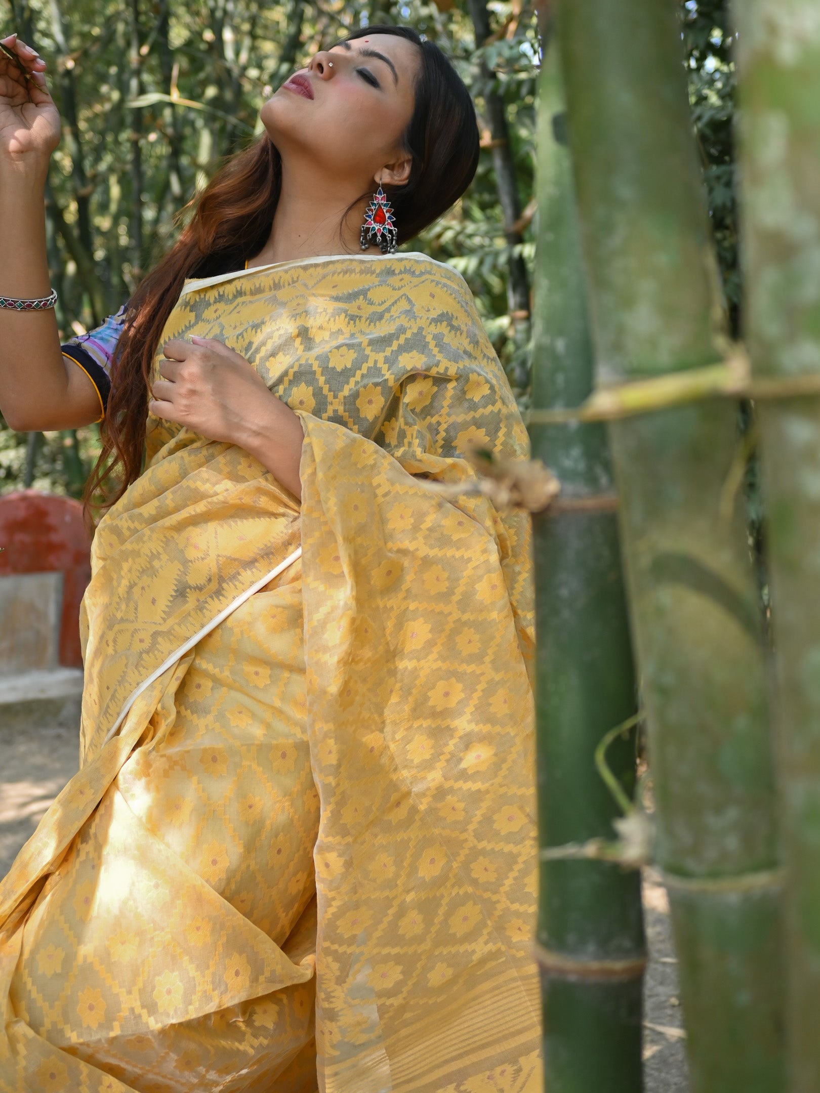 Beige Jamdani Saree