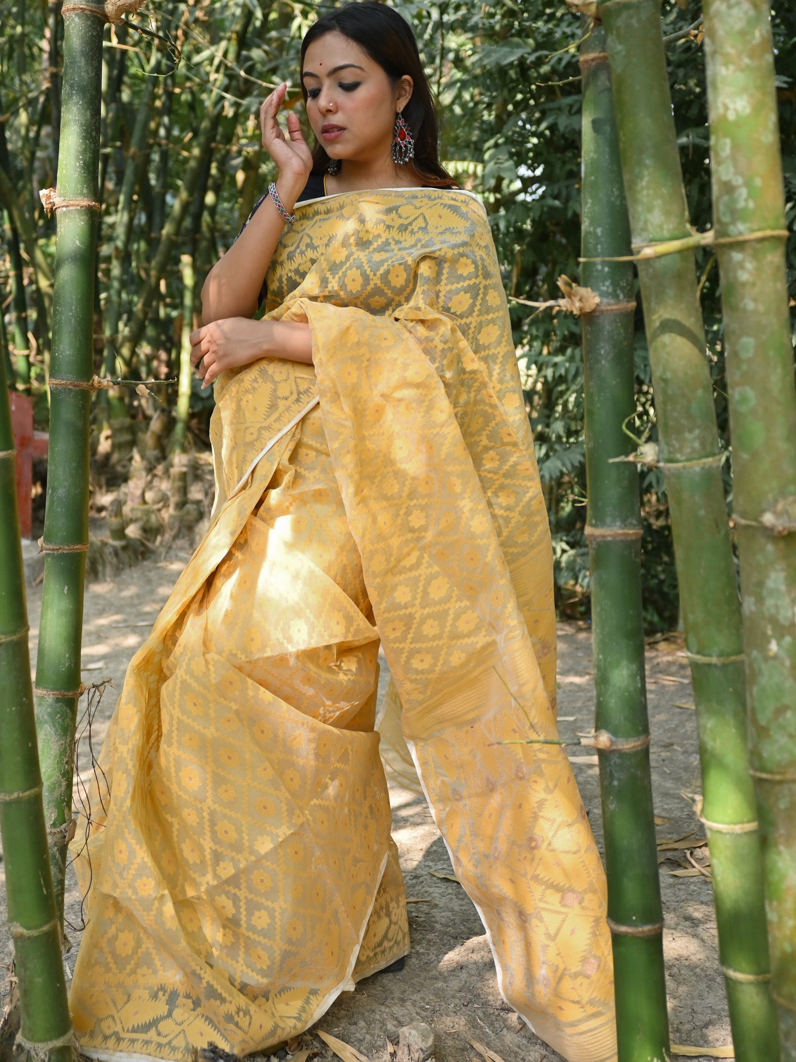 Beige Jamdani Saree