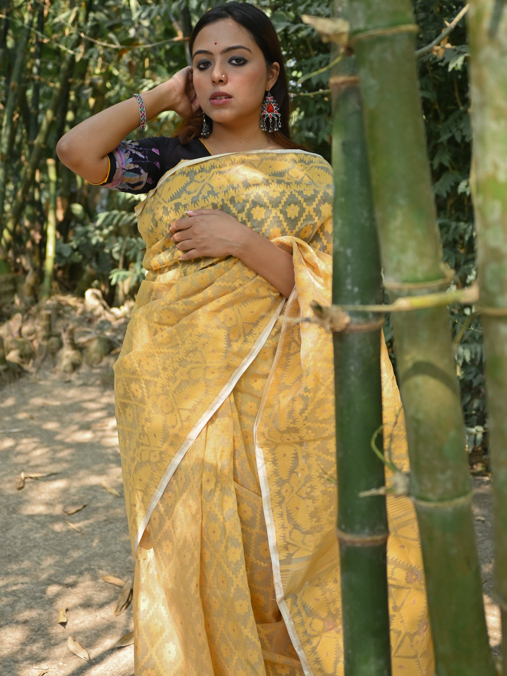 Beige Jamdani Saree