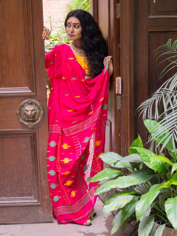 Gulabi — Handwoven Jamdani Saree - Uttariya