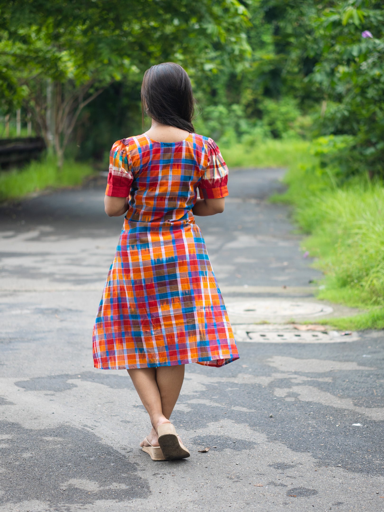 Rainbow Charm Handloom  Cotton Gamcha Dress