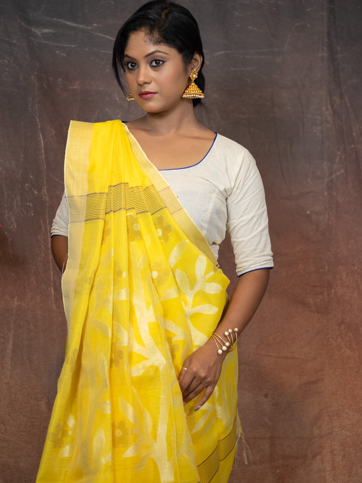 Yellow gold Saree - Uttariya