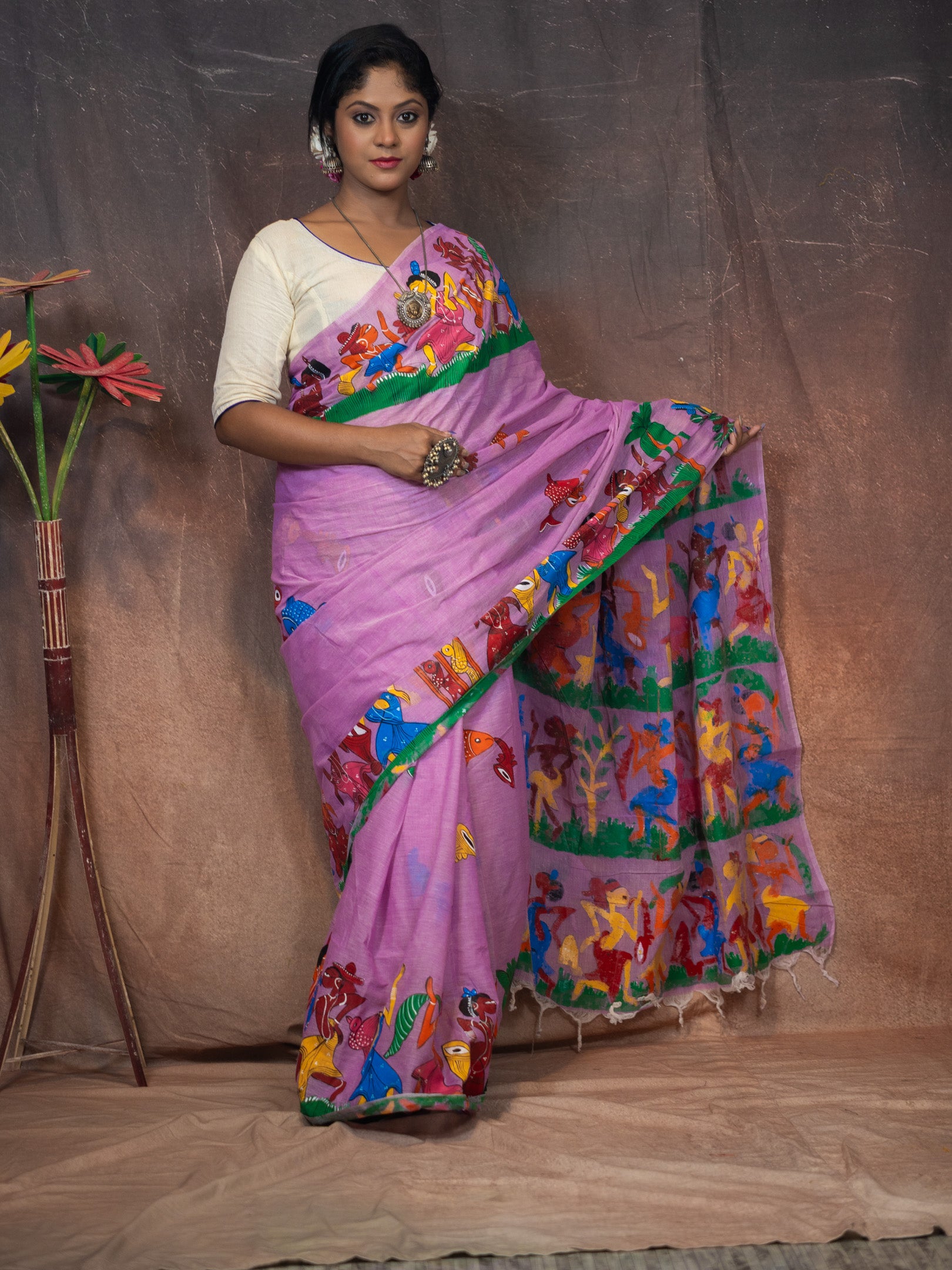 Lavander patachitra Saree