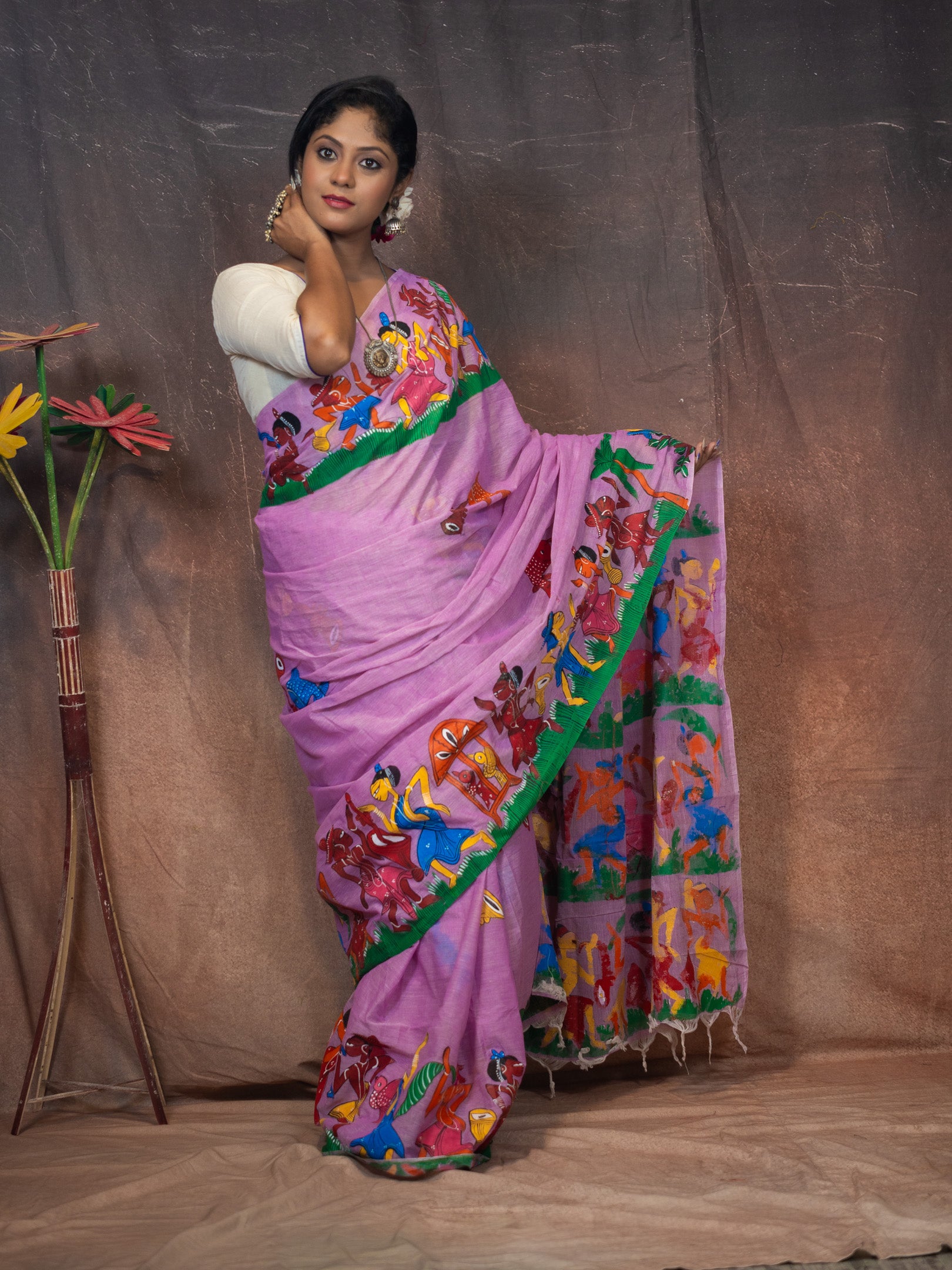 Lavander patachitra Saree