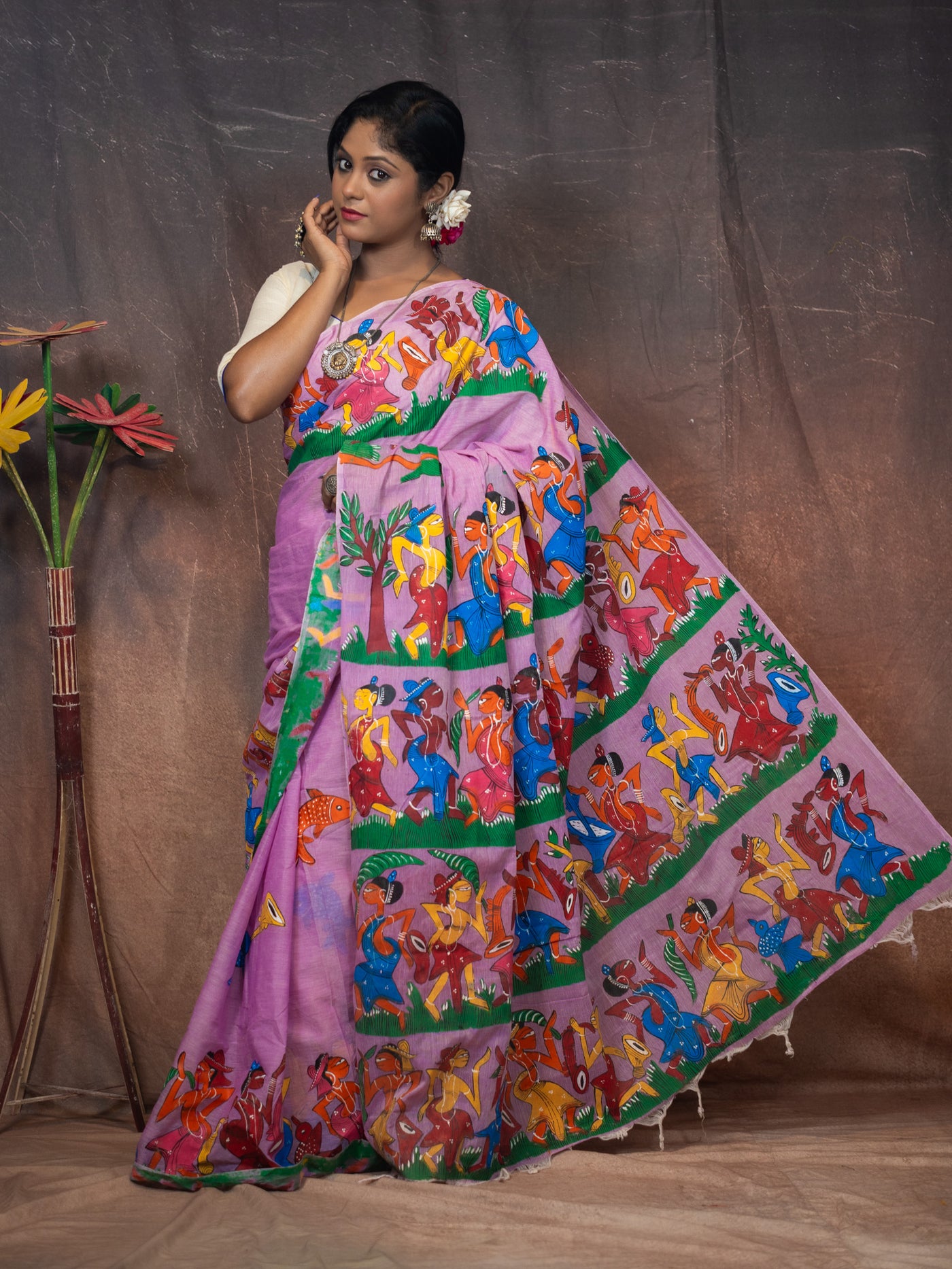 Lavander patachitra Saree