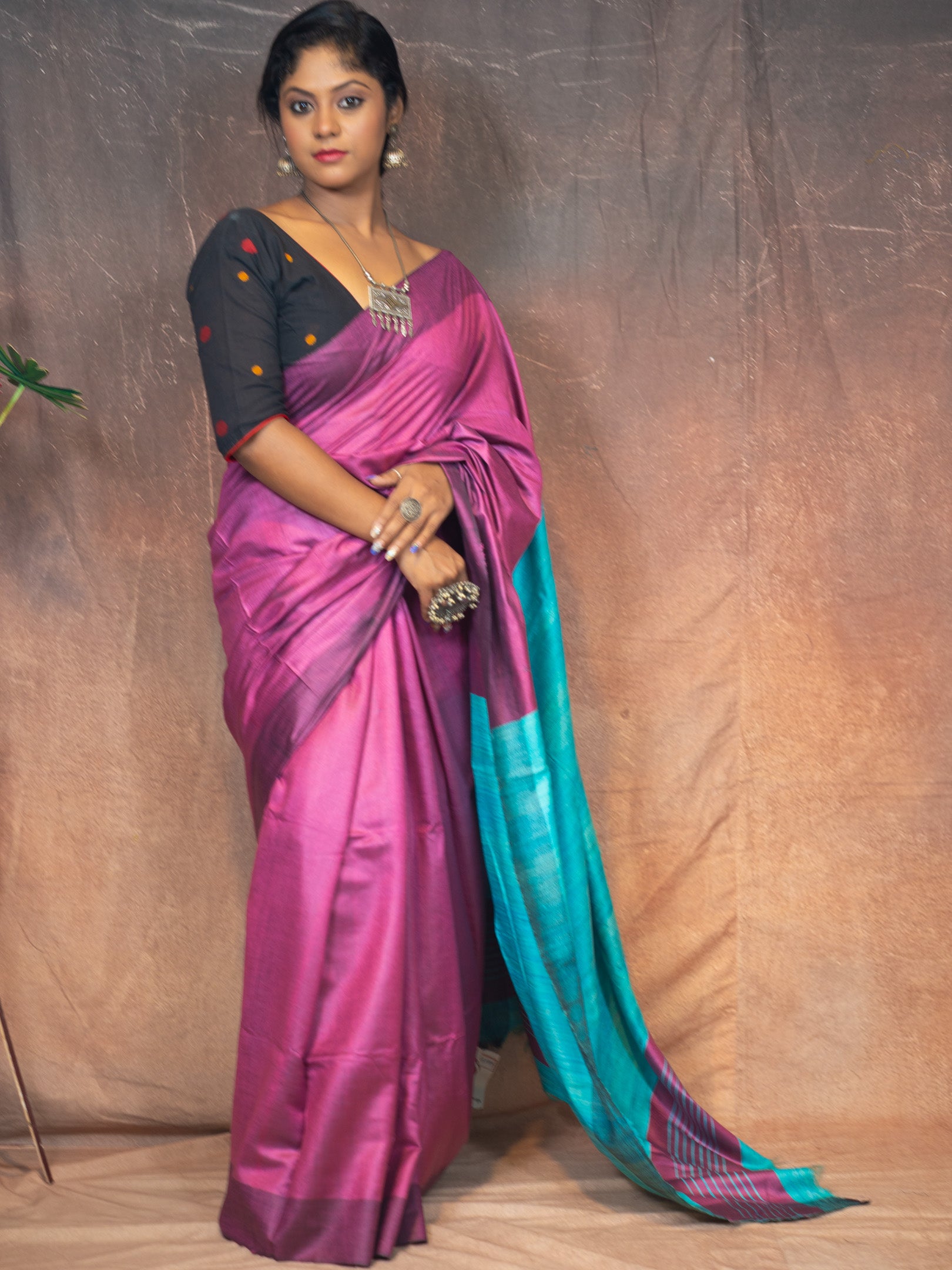 Grape tasar saree