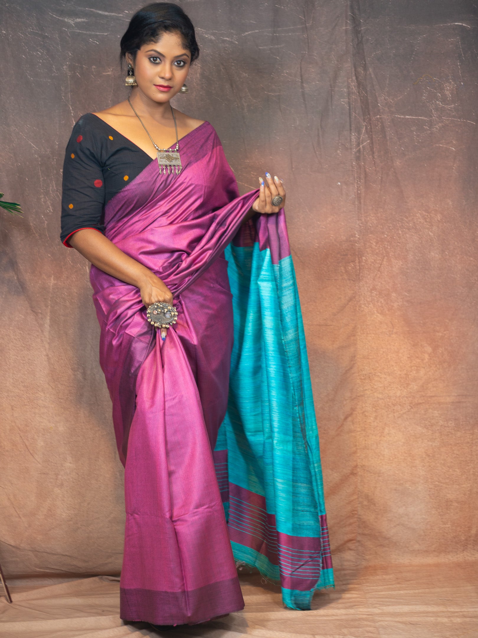 Grape tasar saree
