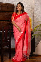 Arajita – Red & White Bengal Cotton Saree