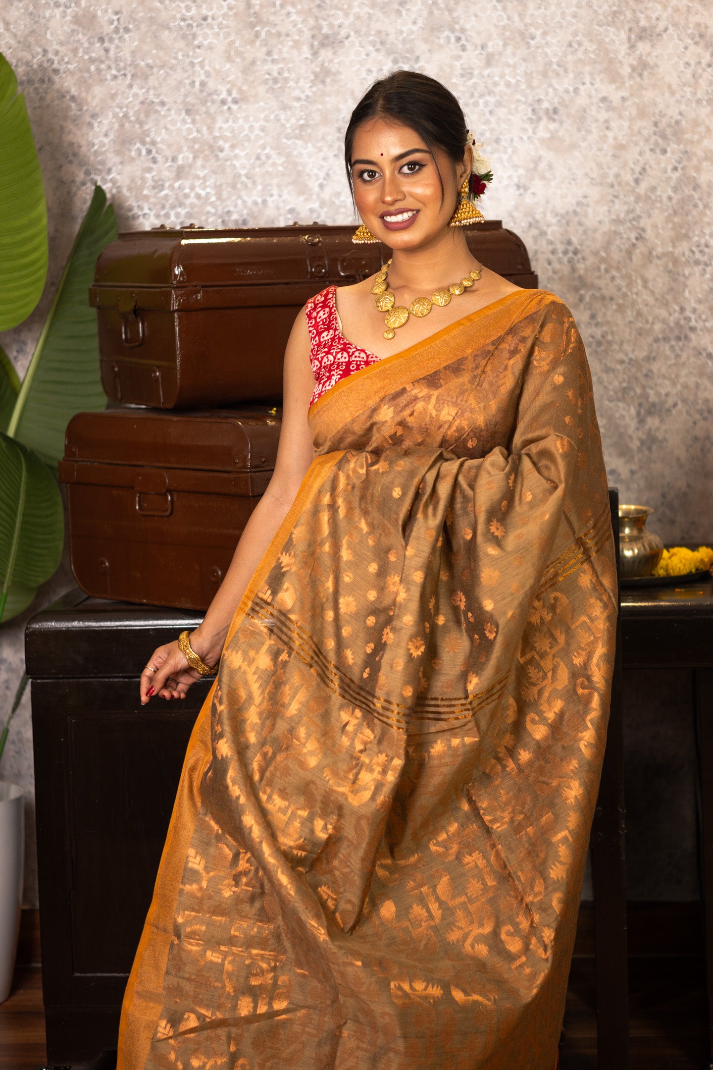 Bronze Handloom Silk Saree