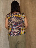 Multicolour Handcrafted Madhubani & Kalamkari Sleeveless Jacket Top