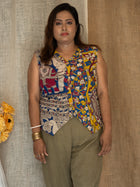 Multicolour Handcrafted Madhubani & Kalamkari Sleeveless Jacket Top