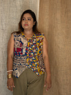 Multicolour Handcrafted Madhubani & Kalamkari Sleeveless Jacket Top