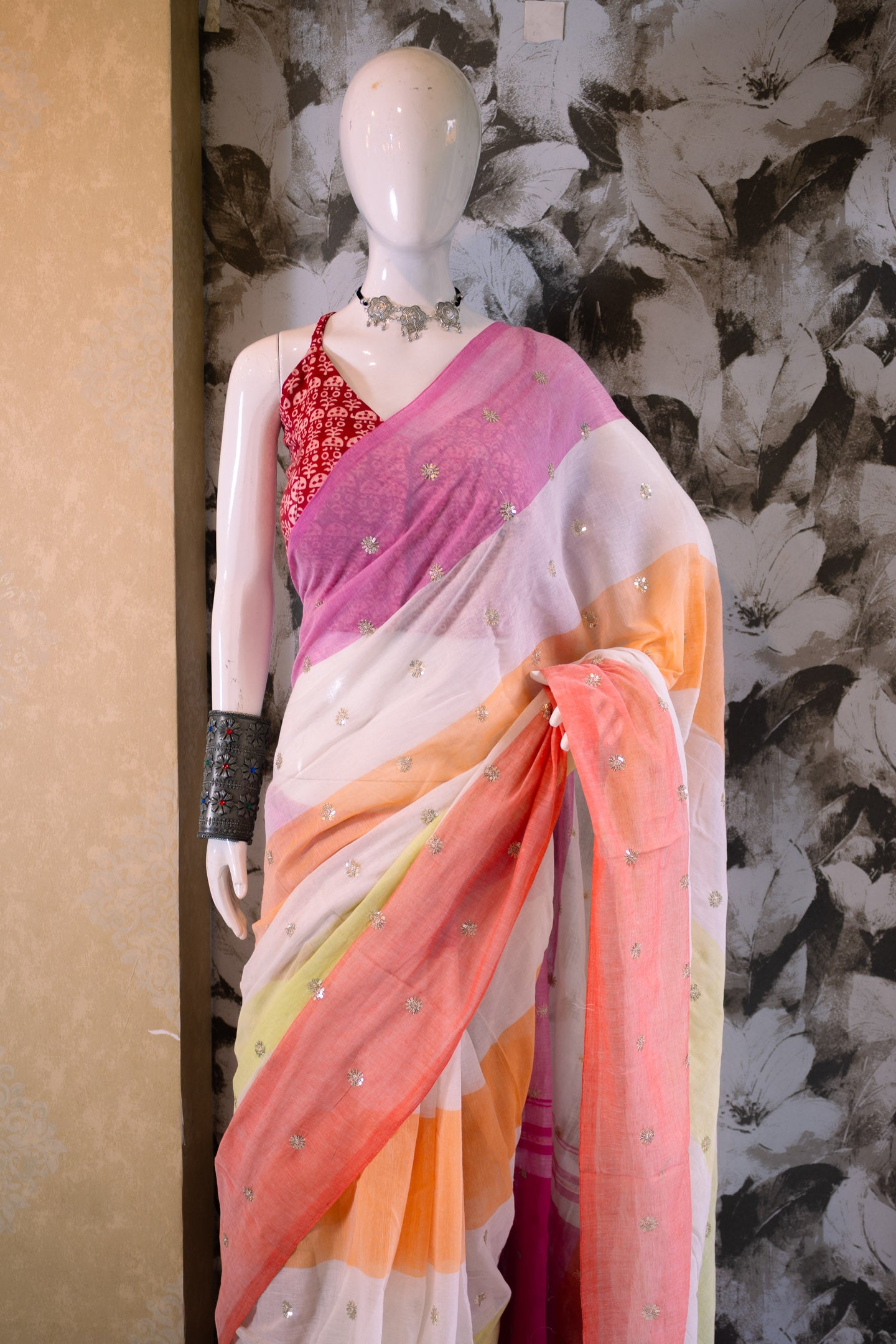 Sequin Mul Saree
