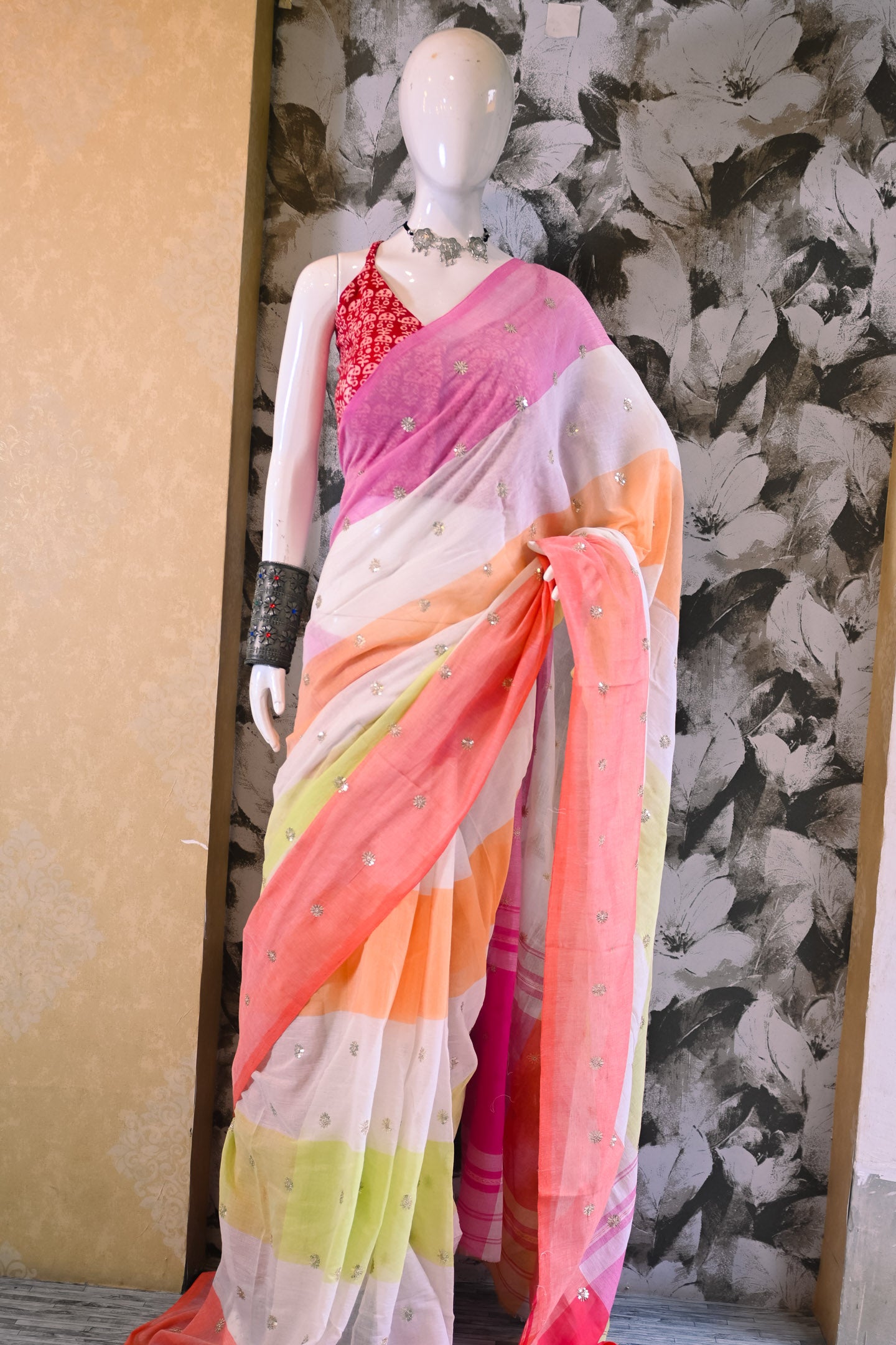 Sequin Mul Saree