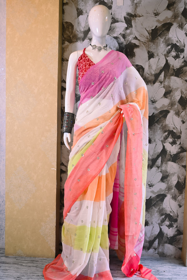 Sequin Mul Saree