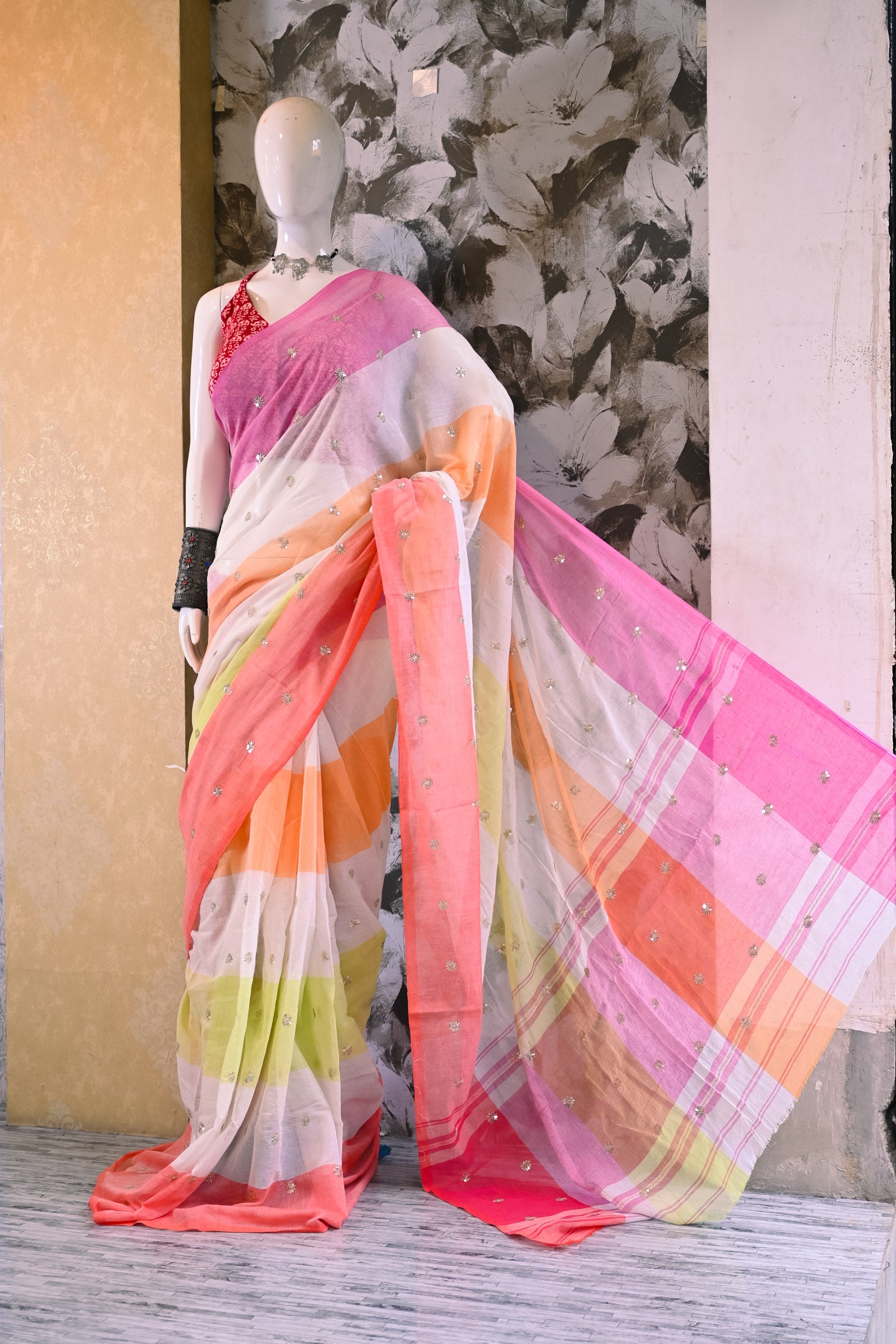 Sequin Mul Saree