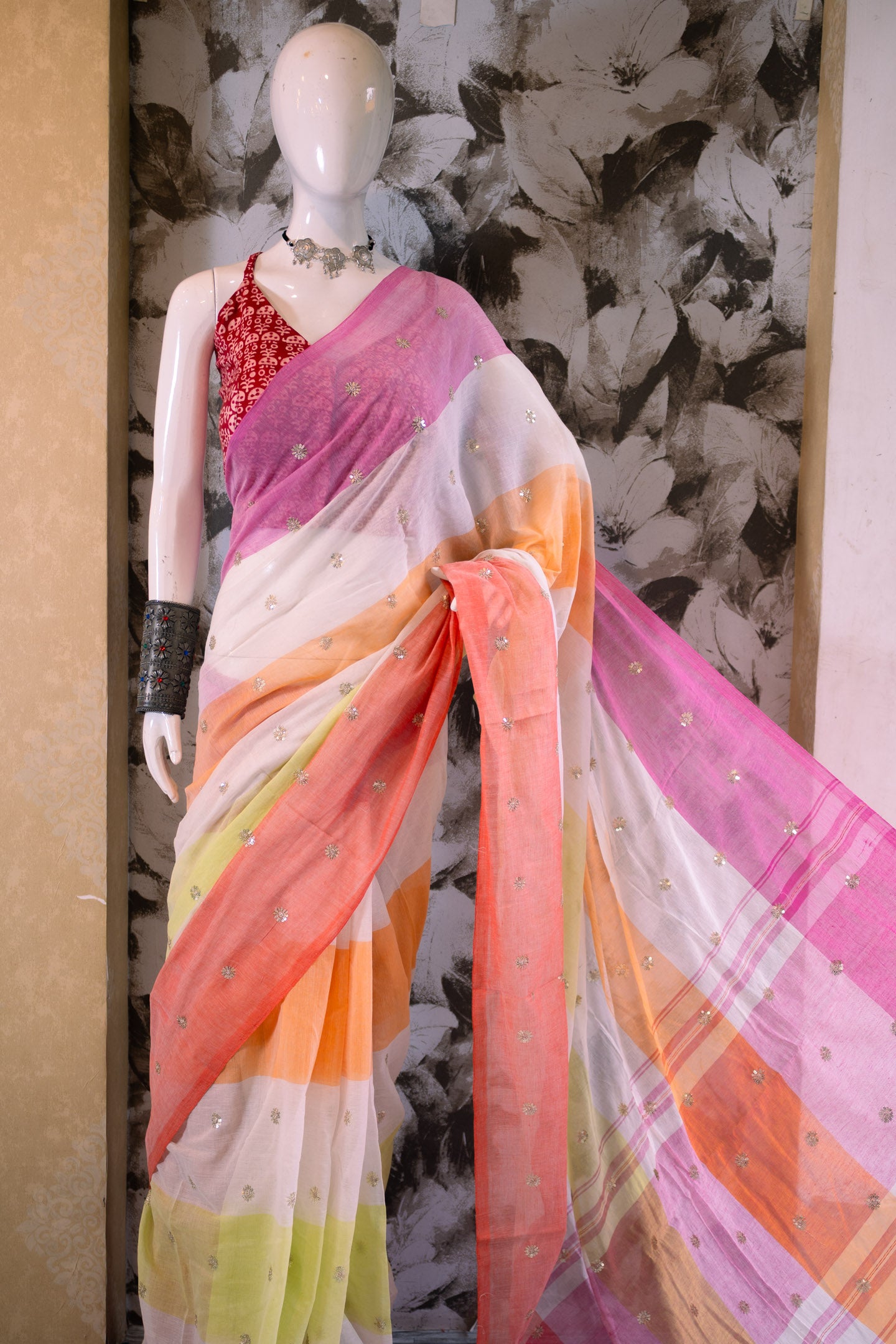 Sequin Mul Saree
