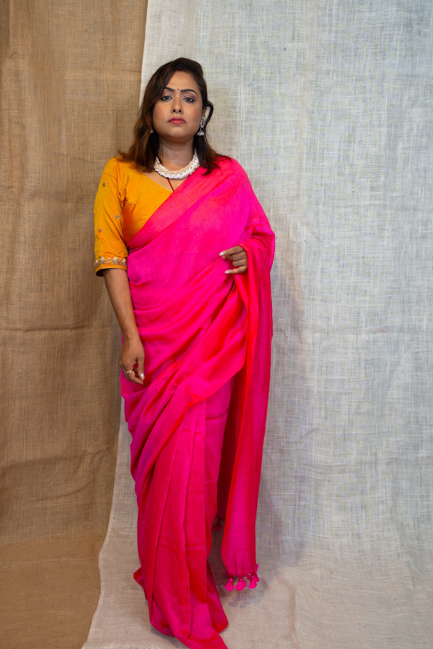 Pink Breeze Pompom Saree