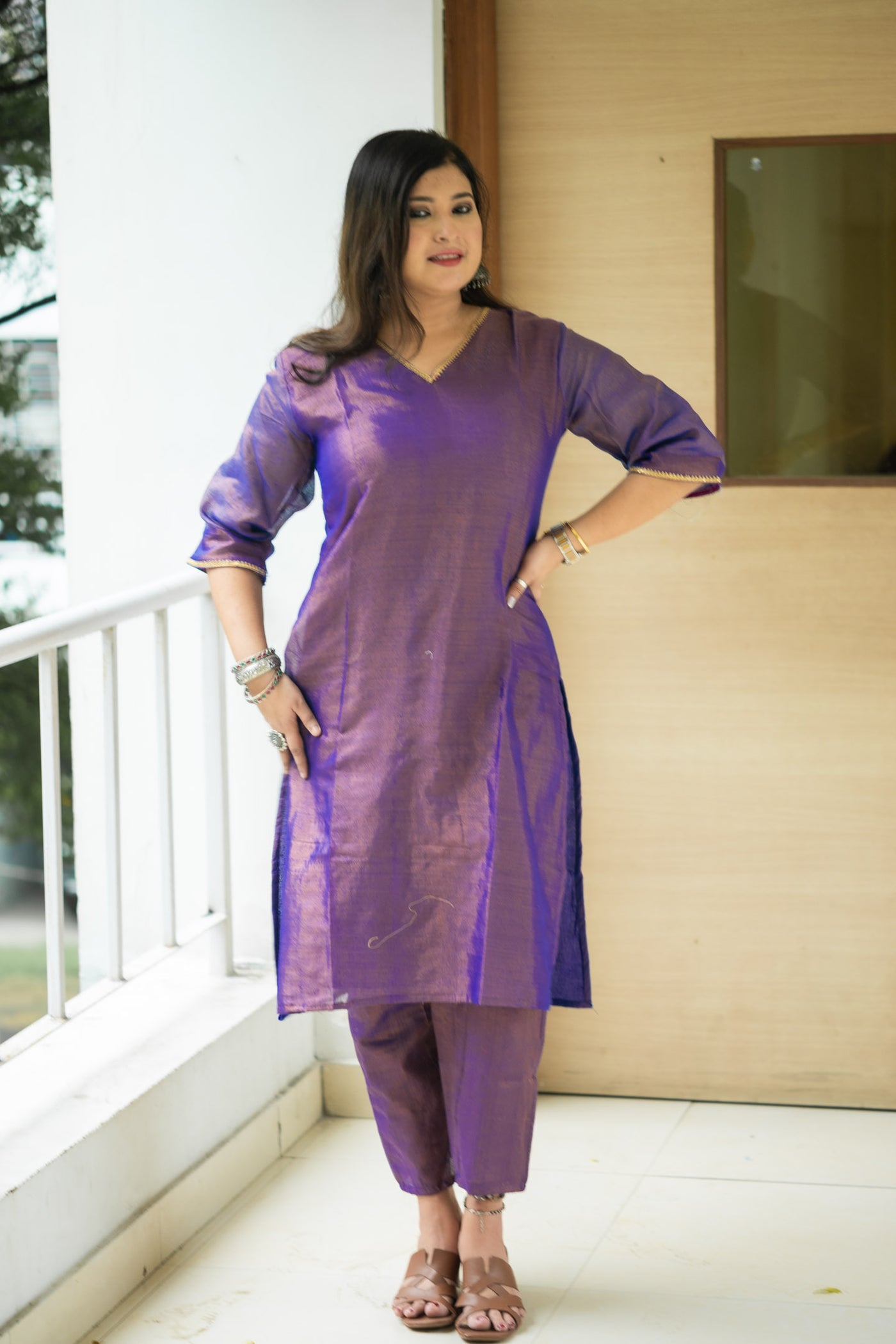 Silken Grace Ensemble Kurta Set - Uttariya