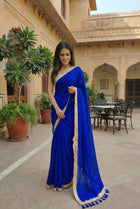 Blue  Zardosi Saree - Uttariya