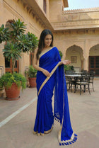 Blue  Zardosi Saree - Uttariya