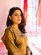 Makhmali Malai Silk Kurta Bronze - Uttariya