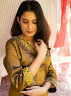 Makhmali Malai Silk Kurta Bronze - Uttariya