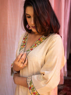 Makhmali Rich Indian White Malai Silk Kurta - Uttariya