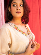 Makhmali Rich Indian White Malai Silk Kurta - Uttariya