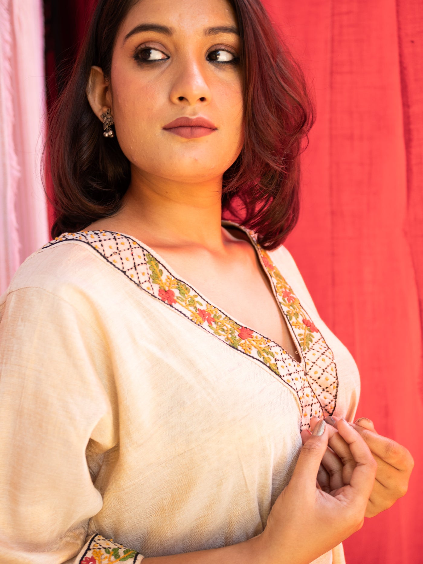 Makhmali Rich Indian White Malai Silk Kurta - Uttariya