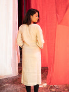 Makhmali Rich Indian White Malai Silk Kurta - Uttariya
