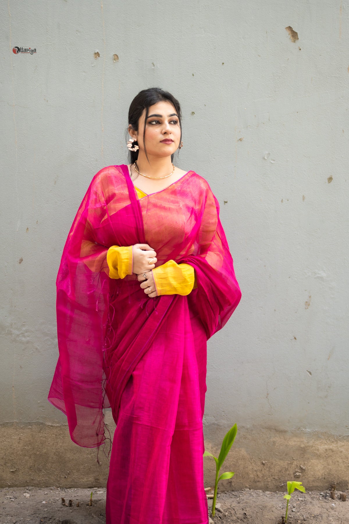 Pink e tissue silk Saree
