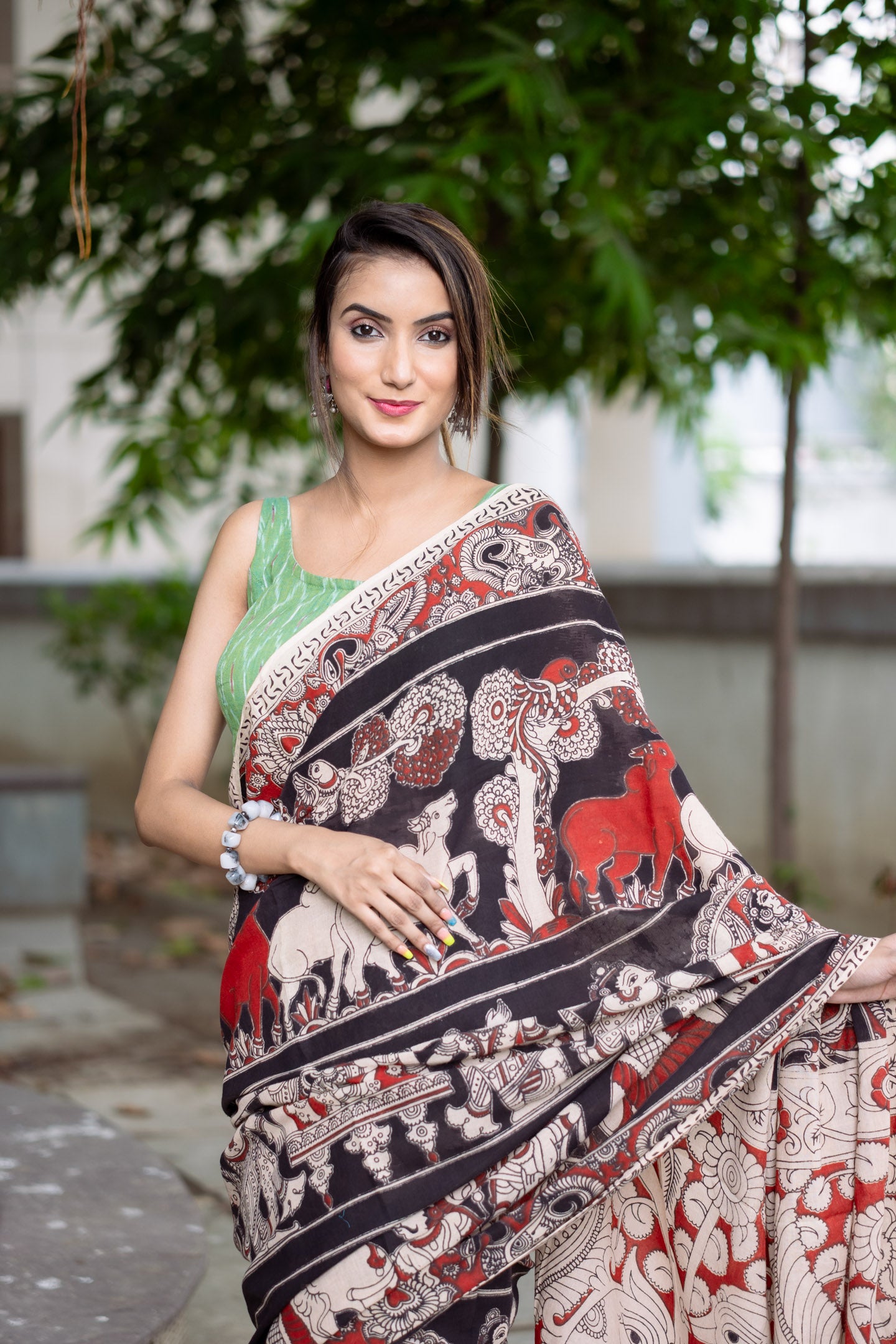 Nalini Kalamkari Cotton Saree - Uttariya
