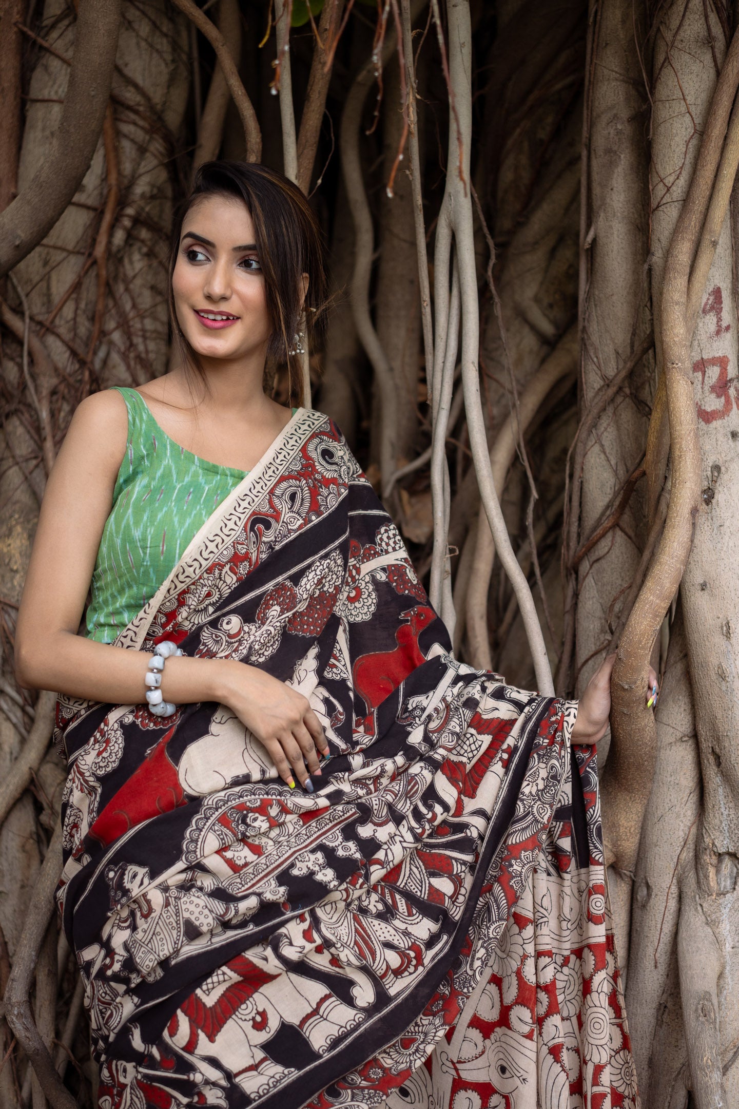 Nalini Kalamkari Cotton Saree - Uttariya